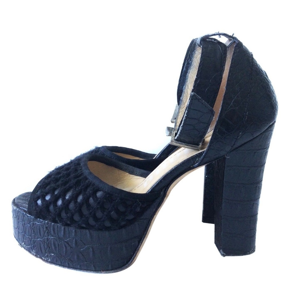 JOHN GALLIANO BLACK LEATHER PLATFORM SHOES S8